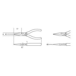 1008BM - PINZA mm 160 BECCHI PIATTI LUNGHI