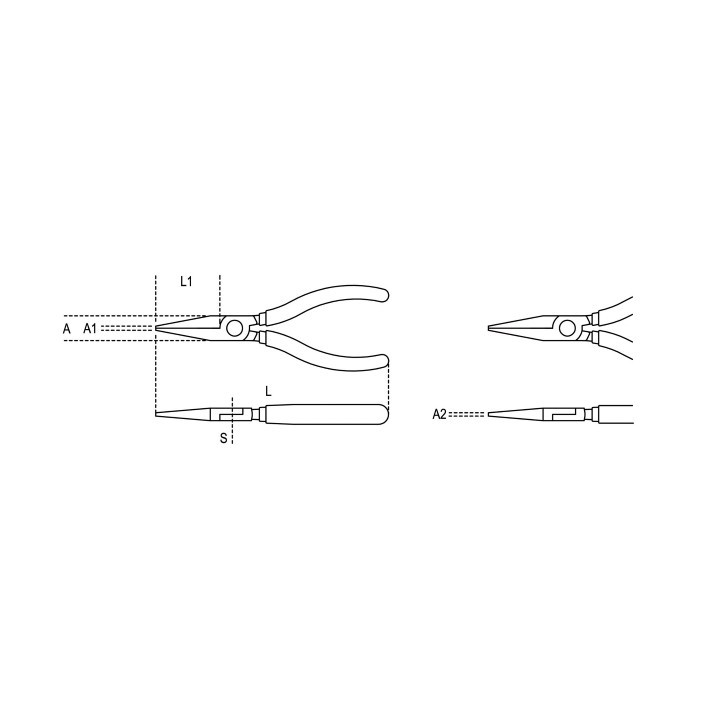 1008BM - PINZA mm 160 BECCHI PIATTI LUNGHI