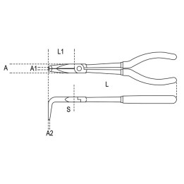 1009L/C - PINZA L=253 mm A BECCHI MEZZOTONDI