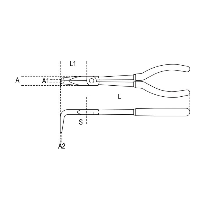 1009L/C - PINZA L=253 mm A BECCHI MEZZOTONDI