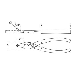 1033-225 (40:100) mm - PINZA BECCHI PIEGATI 45°