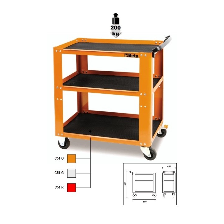 A - C51 G - CARRELLO CON N.3 RIPIANI RICOPERTI